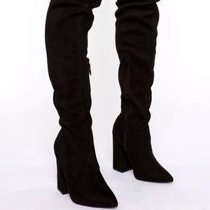 Black Faux Suede Boots